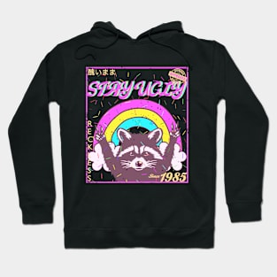 Stay Ugly Raccoon: Vibrant Pop Colors & Worn Style T-Shirt Hoodie